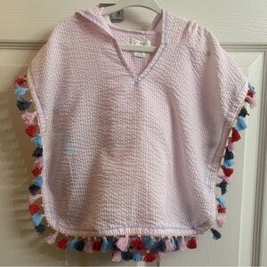 Mud Pie Pink Poncho with Colorful Tassels